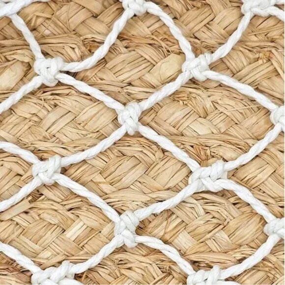 JCREW~BNWT~ Raffia Sedona Basket Bag in Straw with White Netting - Picture 2 of 4